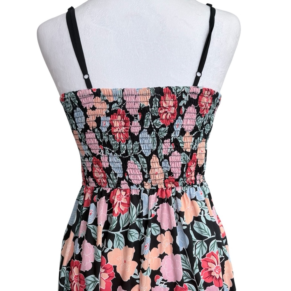 BOG Collections Black Floral Spaghetti Strap Wide Leg Jumpsuit Size Small Summer - Picture 4 of 6